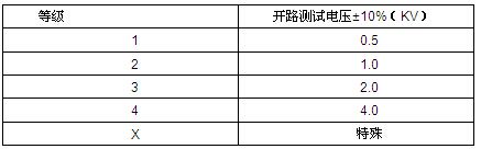 表1：测试等级